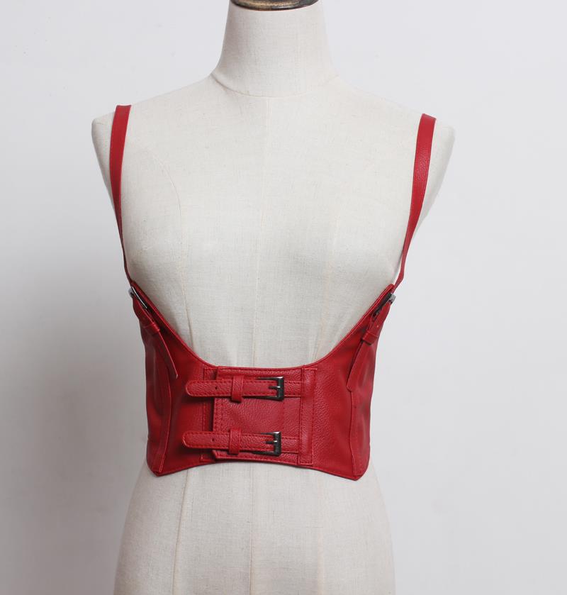 All-match decorative vest strap elastic wide belt women's leather vest camisole waist seal lolita
