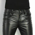 2025 New Men's Spring and Autumn Leather Pants Aliexpress Wish Foreign Trade Leather Pants Men's Tight-Fitting Men's Leather Pants Men's Long Style