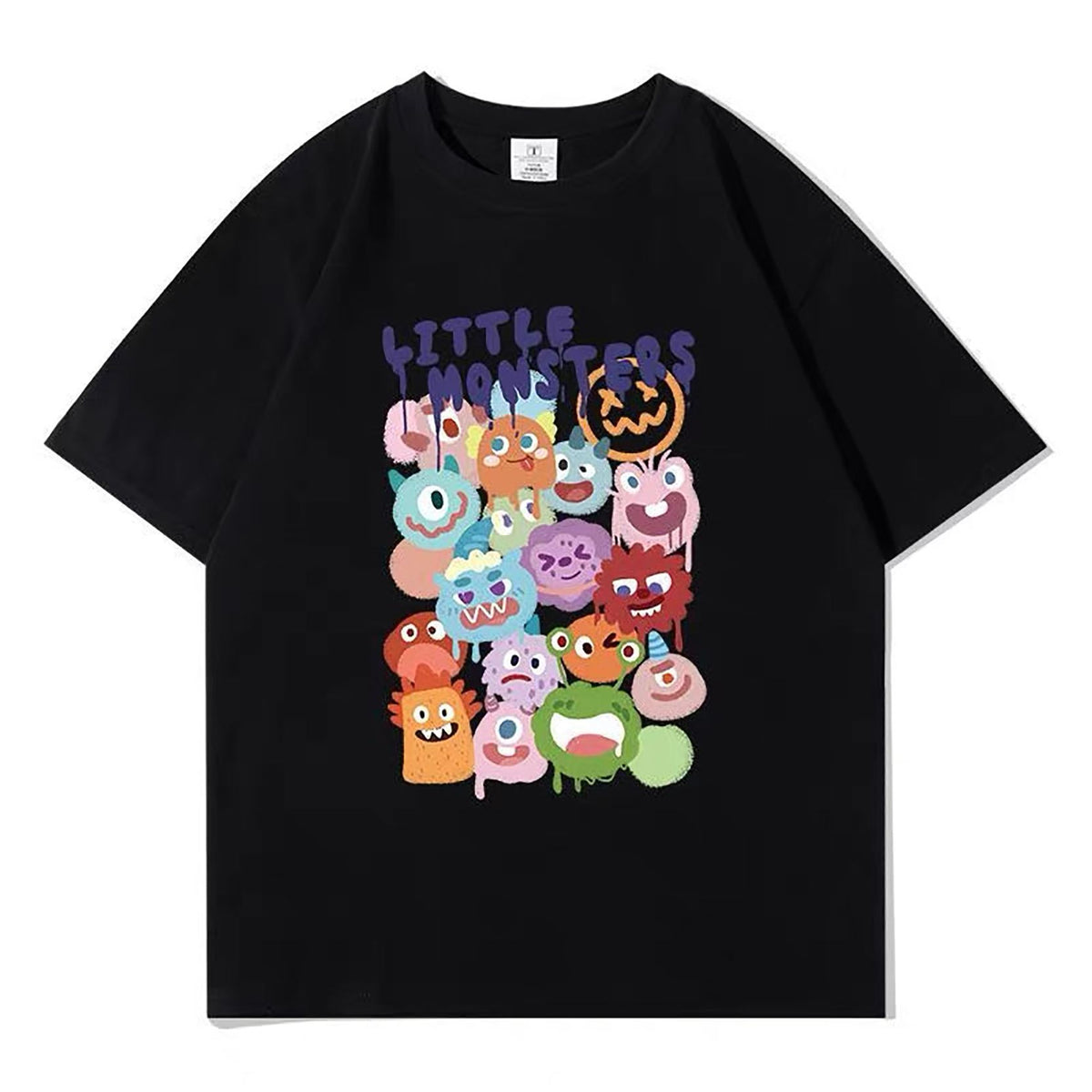 New Summer Short-Sleeved T-Shirt for Women with Printed Cartoon Round Neck Bottoming Shirt Niche Loose Versatile Top Short-Sleeved T-Shirt