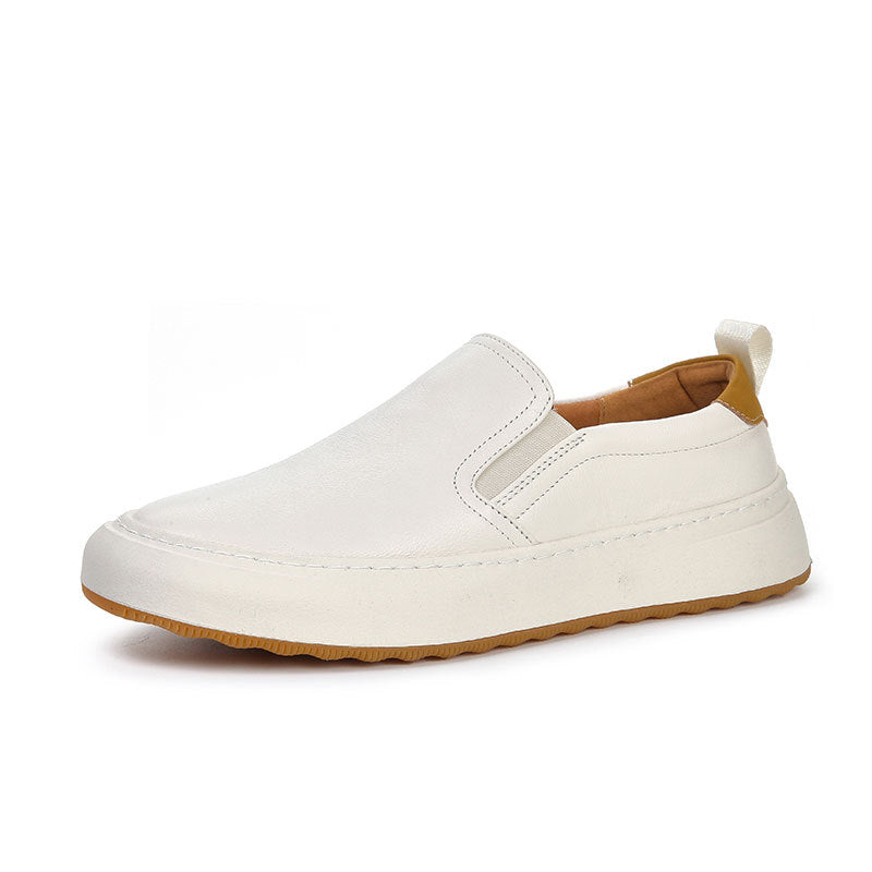 Men's Shoes 2025 New Style Men's Genuine Leather Casual Sneakers Breathable Loafers Slip-On Lazy Shoes Breathable and Comfortable