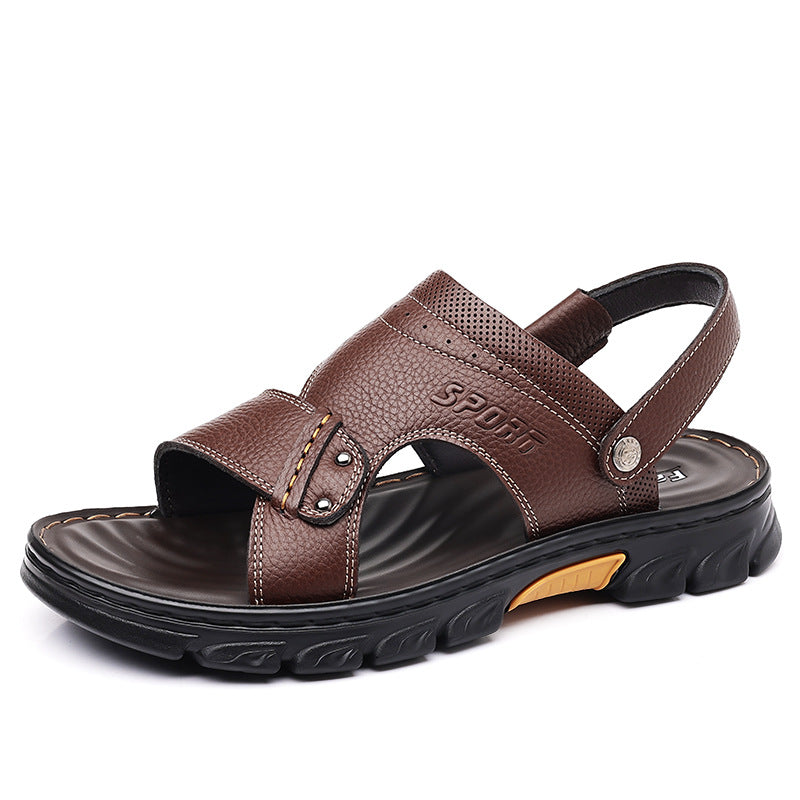 Men's sandals 2024 Summer new men's outdoor sandals outdoor fashion leather sandals factory direct one-piece delivery