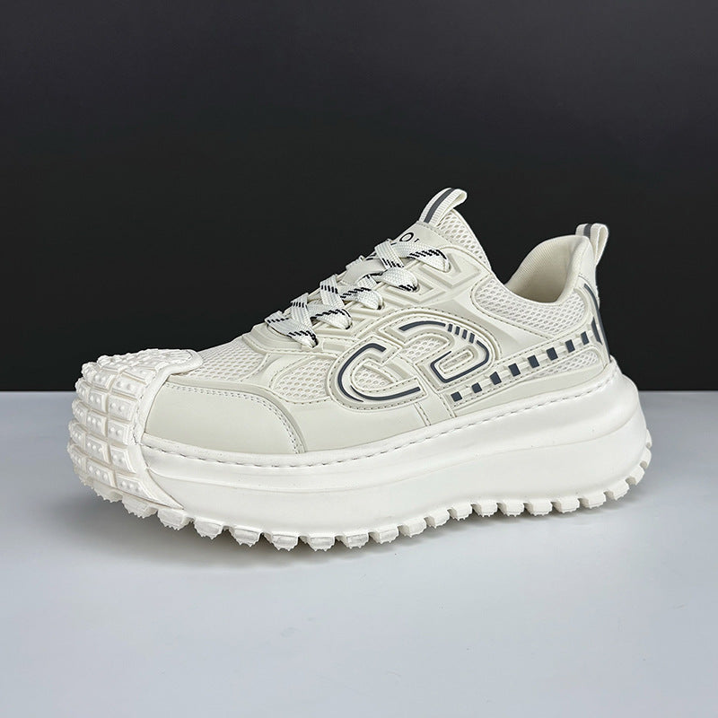 2025 Summer New Men's Shoes Increased Thick Bottom Breathable Mesh Sports Casual Shoes Mecha Style Niche Torre Shoes