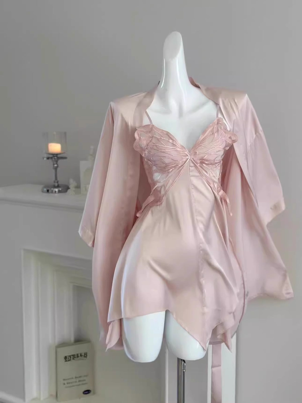 Sexy Women's Summer Camisole Sleepwear, New Ice Silk Two-Piece Set with Chest Pads, Backless, High-End Nightgown