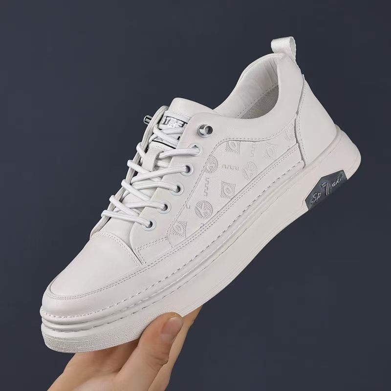 Genuine Leather 2024 Summer White Sneakers Men's Casual Shoes Trendy Versatile Sports Sneakers Breathable Cowhide Shoes Men's Comfortable