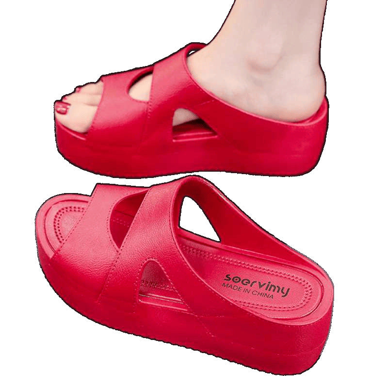 High-Heeled Slippers for Women to Wear in Summer, Ultra-Thick Soles, New Home Hot Style Wedge Heels, Platform Slippers, Non-Slip Plastic Sandals