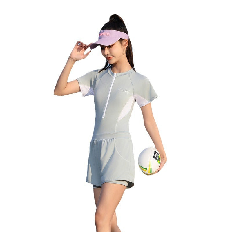 Sports Swimwear Women's One-piece Conservative Meat-covered Slim Ins Style Professional Women's Flat-angle Hot Spring Swimwear Wholesale