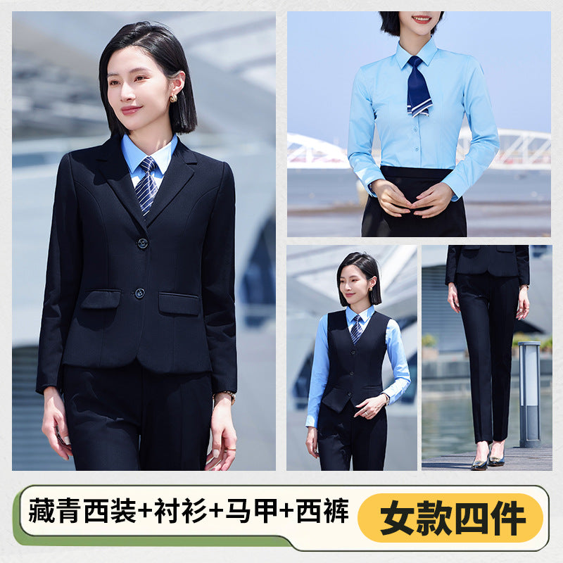 Autumn and Winter Thickened Men's Double-button Black Interview Business Dress Unisex Business Suit suit Three-piece Set