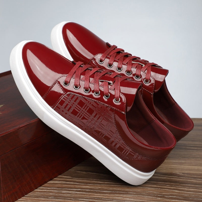Men's Formal Fashion Pointed-Toe Patent Leather Low-Top Business Casual Shoes with Laces and Shiny Finish for Men 2501