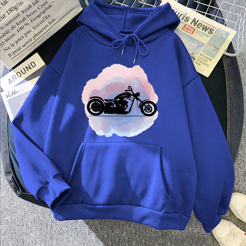 Hoodies Unisex Motocicleta Com Bolso, Moletom Encapuzado, Mo