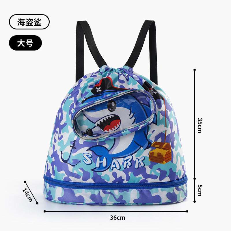 Children's Swimming Bag, Wet and Dry Separation Waterproof Storage Bag, Portable Backpack for Boys and Girls, Cute Cartoon Beach Backpack