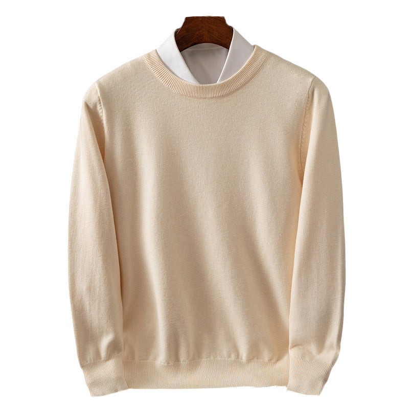 Autumn and Winter Classic Round Neck Men's Pullover Base Shirt Casual Business Knitwear Loose Fashion Solid Color Long Sleeve Sweater