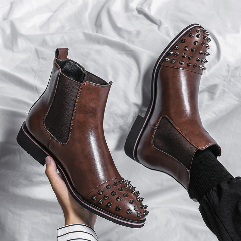 Men's leather boots cross-border plus size new shoes fashion British style rivets casual boots vintage Martin boots wholesale