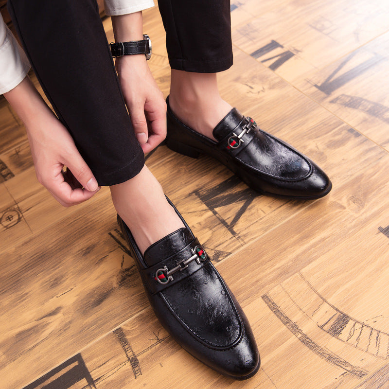 2025 Spring Men's Daily Work Shoes Business Formal Leather Shoes Amazon Cross-Border Slip-On Dad Shoes