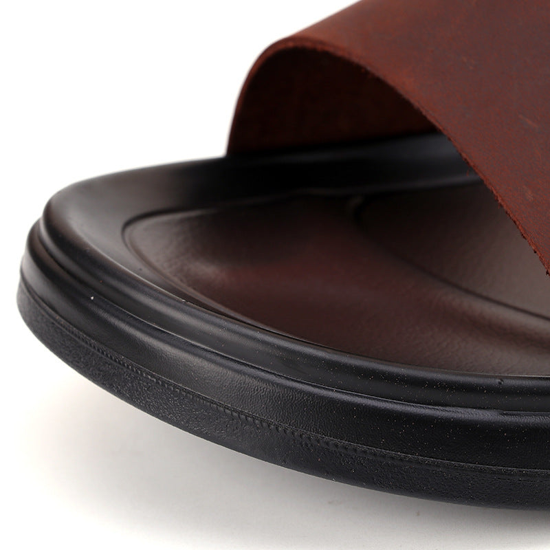 Foreign Trade Men's Shoes 2025 Summer New Men's Casual Sandals Genuine Leather Soft Sole Anti-Slip Beach Shoes Men's Sandals