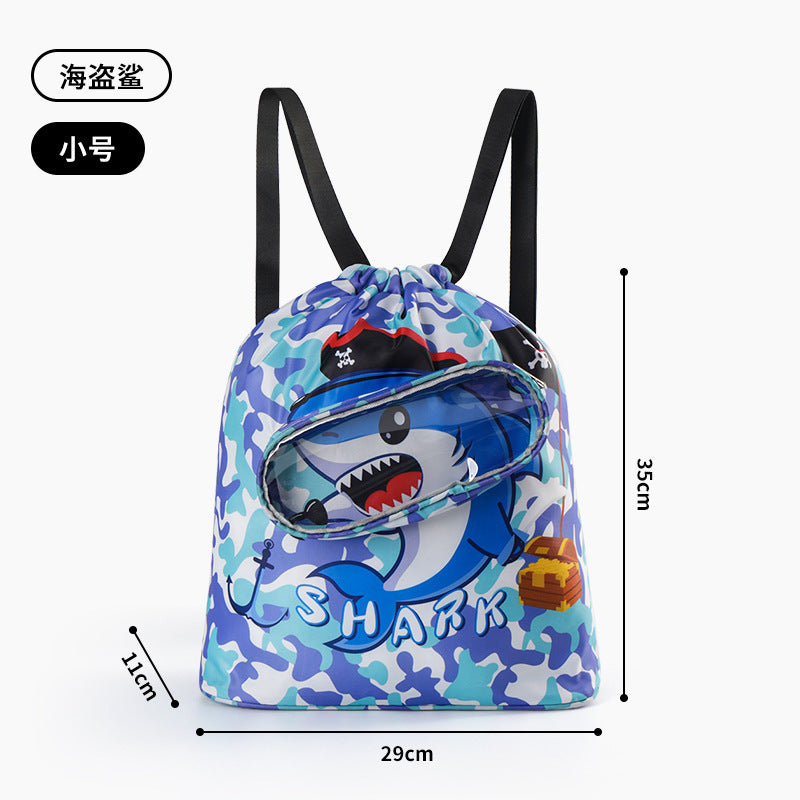 Children's Swimming Bag, Wet and Dry Separation Waterproof Storage Bag, Portable Backpack for Boys and Girls, Cute Cartoon Beach Backpack