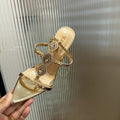 2025 Summer Sexy Banquet Nightclub Rhinestone Crystal Buckle Straight Buckle Sandals Pointed Toe Stiletto High Heels Women's Gold