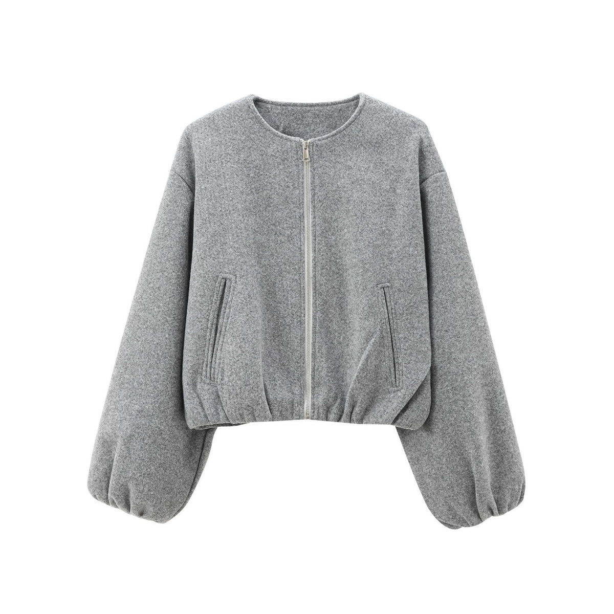 Jacket Soft Foreign Trade Spring New Women's European and American Style Short Round Neck Pilot Zipper
