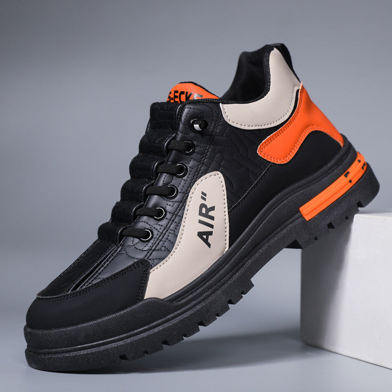Men's Shoes with a High-End Feel, 2025 Autumn and Winter Men's High-Top Casual Shoes, Fleece-Lined Versatile Sneakers, Soft-Soled Student Shoes for Men