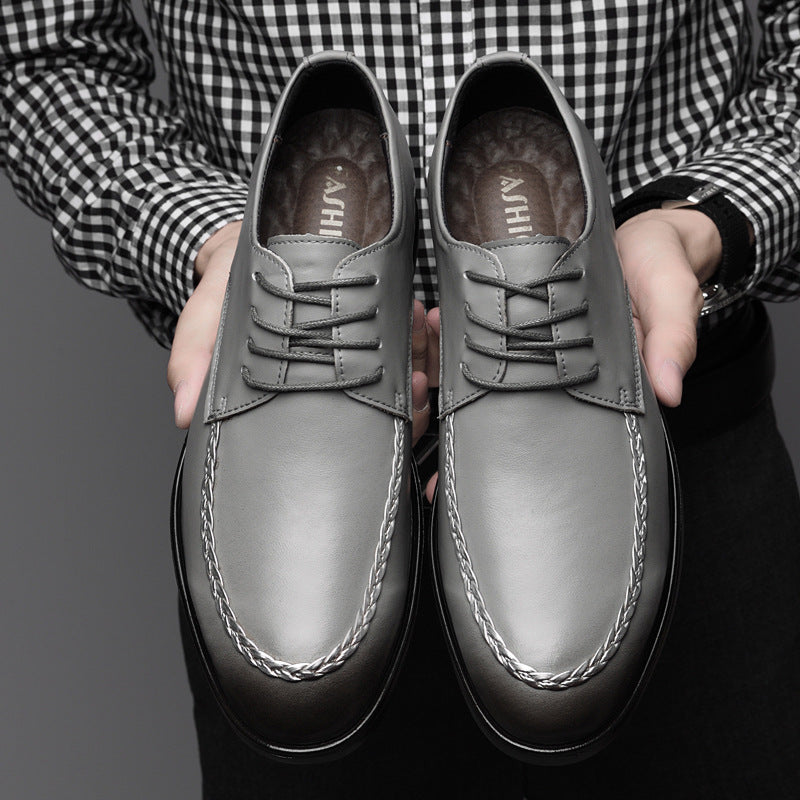 New men's formal leather shoes breathable non-slip round toe business casual shoes fashion retro brushed business leather shoes men