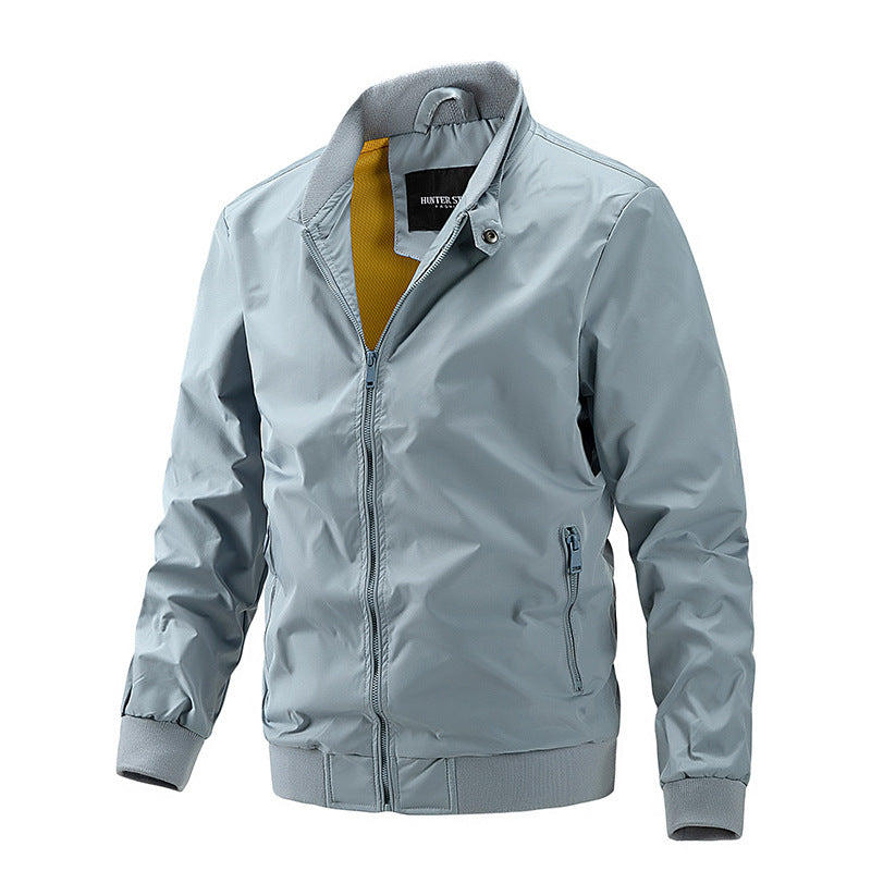 Jacket Men's European and American Foreign Trade Men's Thin Spring and Autumn 2023 plus size Coat Simple Trendy Jacket with Vertical Collar