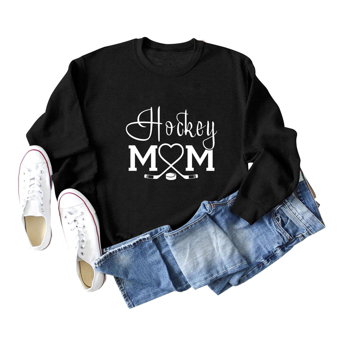 Amazon Wish Independent Station Fashionable Simple Hockey Mom Letter Fun Printed Women's Casual Sweatshirt