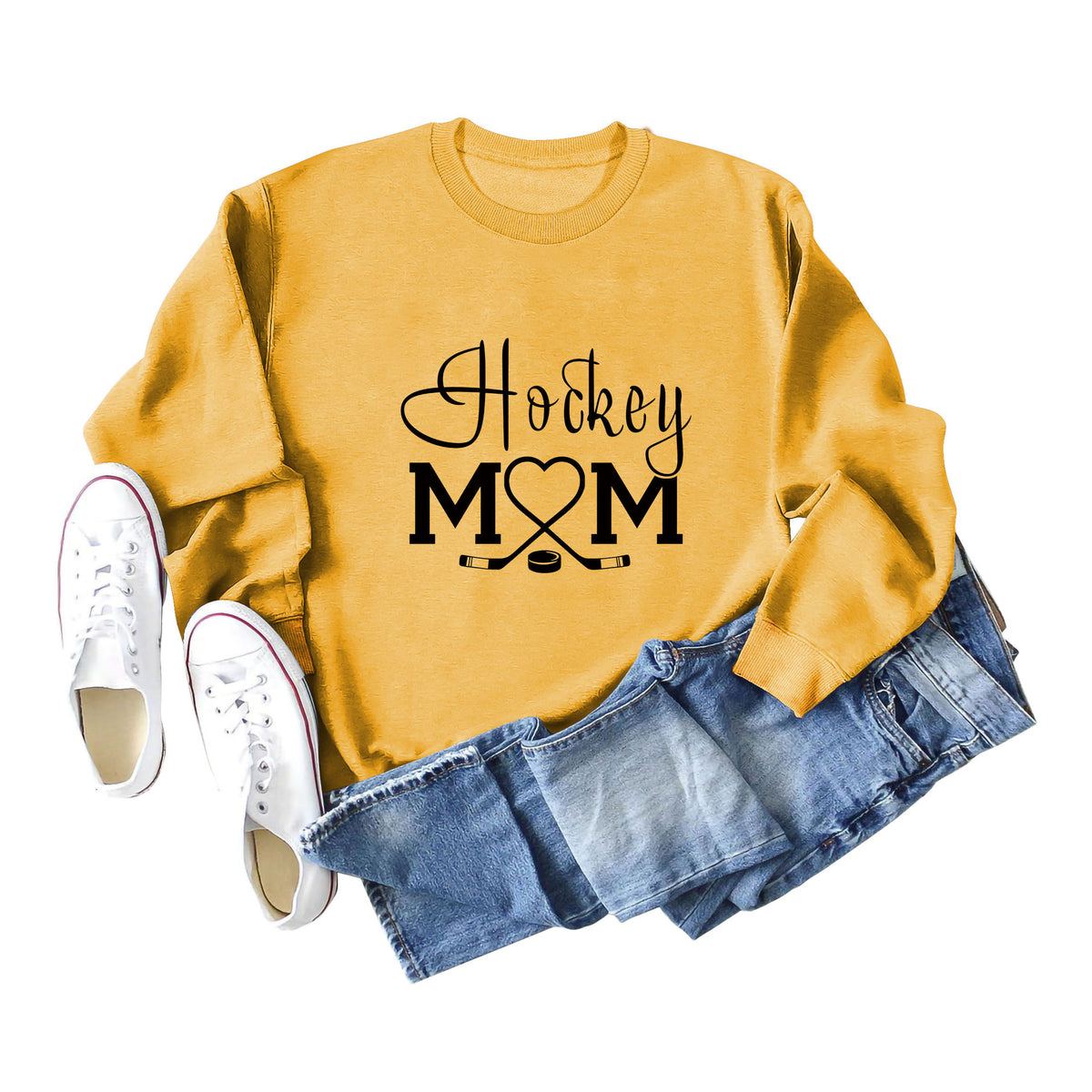 Amazon Wish Independent Station Fashionable Simple Hockey Mom Letter Fun Printed Women's Casual Sweatshirt