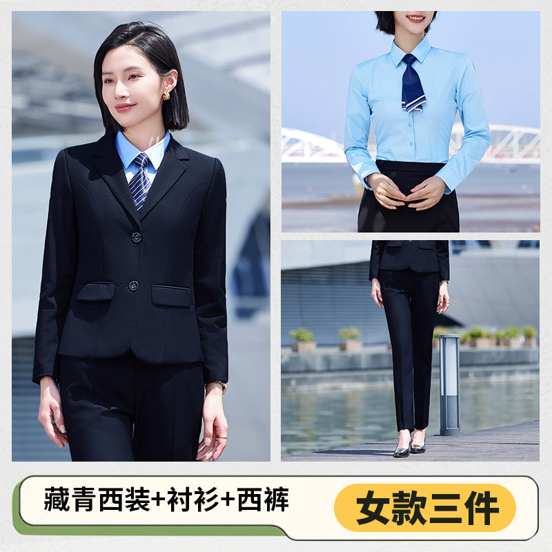 Autumn and Winter Thickened Men's Double-button Black Interview Business Dress Unisex Business Suit suit Three-piece Set