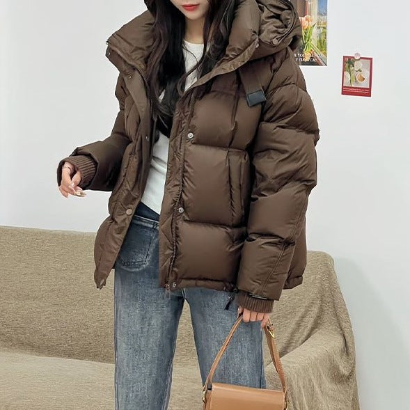Women's Cotton Jacket 2026 Fashionable New Autumn and Winter Short Puffer Jacket Korean Style Fleece-Lined Thickened Warm Hooded Coat