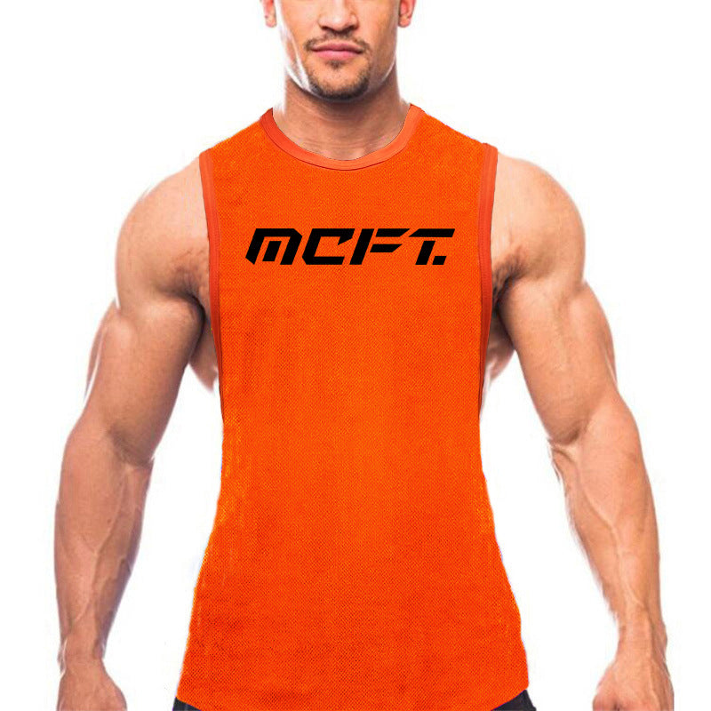 Muscle Men's Fitness Vest tight slim-fit quick-drying I-shaped vest breathable training T-shirt waistcoat sportswear American style