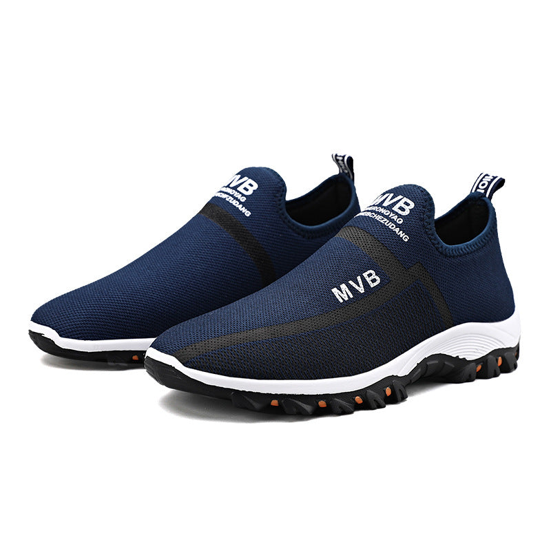 2025 Foreign Trade Wholesale Cross-Border Large Size Spring and Summer Black Casual Shoes Lazy Slip-On Mesh Sports Work Men's Shoes