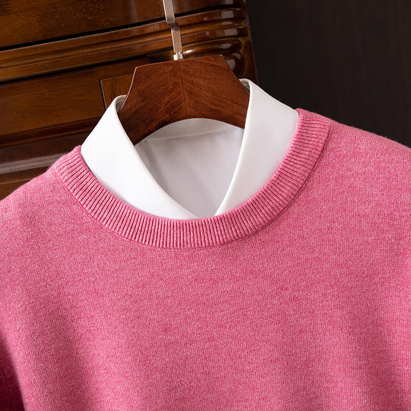 Autumn and Winter Classic Round Neck Men's Pullover Base Shirt Casual Business Knitwear Loose Fashion Solid Color Long Sleeve Sweater
