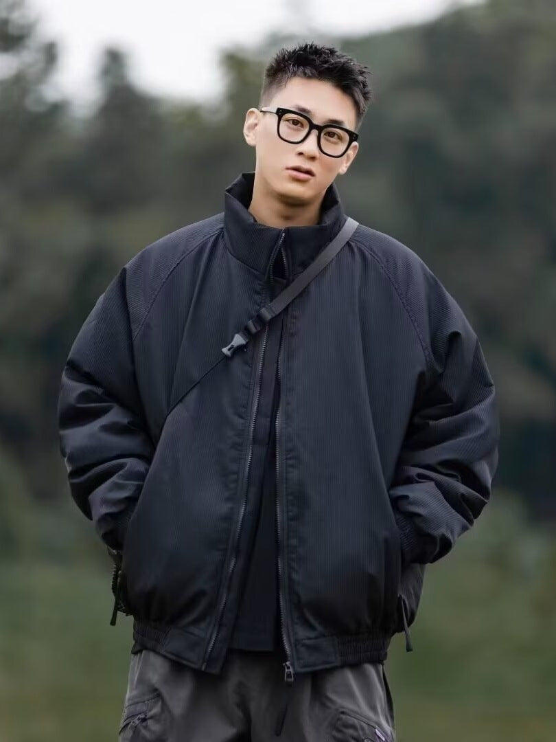 Japanese Vintage Tooling Trend Men's and Women's Loose Vertical Collar Short Cotton-padded Coat Winter Men's American Army Green Cotton Coat Jacket
