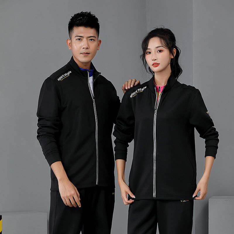 New Badminton Uniform Jacket Black and White Suit Men's and Women's Long-Sleeved Volleyball Uniform Table Tennis Uniform Competition Training Uniform