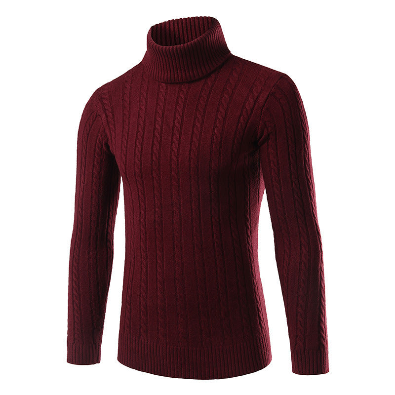 2020 Autumn and Winter Men's Sweaters Winter Trendy Solid Color High Lapel Knitwears Korean Style Slim Men's Turtleneck Sweaters