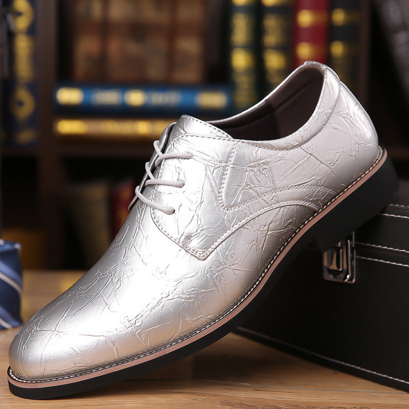 Cross-Border Men's Shoes Pointed Toe Lace-Up Multi-Color Wedding Business Party Banquet Office Formal Shoes Extra Large Size Leather Shoes