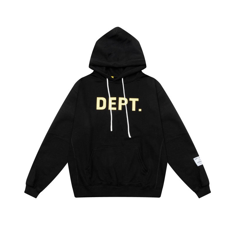 Gallery Dept Letter Printed High Street Terry Hoodie Autumn and Winter Loose High Street Hooded Sweatshirt for Men and Women Couples