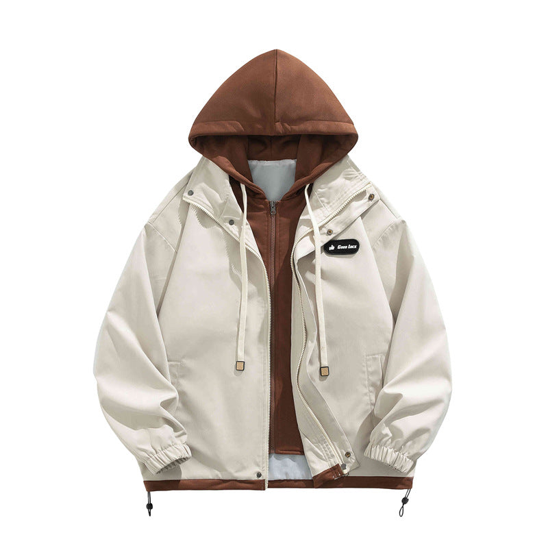 Men's Jackets Spring and Autumn 2024 New Fake Two-Piece Jackets Workwear Trendy Brand Jackets Casual Versatile Handsome Trend