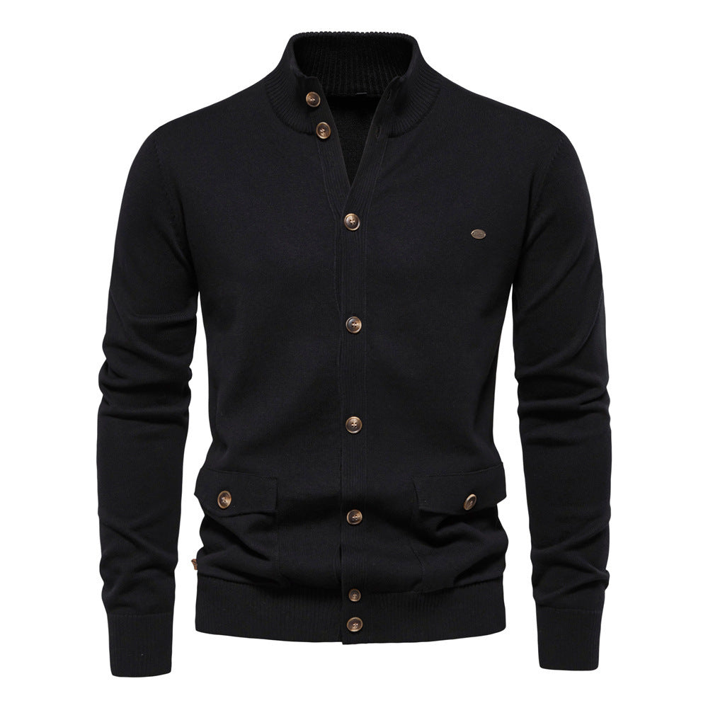 European and American Men's Sweaters, Men's Cardigans, Business Casual Autumn and Winter 2024 Cross-Border New Tops, Pure Color, High Quality