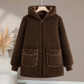 Middle-aged and Elderly Women's fleece-lined Cotton-padded Jacket Grandma Thickened Cotton-padded Jacket Women's Hooded Grain Velvet Warm Cotton-padded Jacket