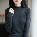Sweater Women's Autumn and Winter Rolled Edge Half Turtleneck Knitted Sweater Thin Long-Sleeved Knitted Bottoming Shirt Women's Top Cross-Border Sweater