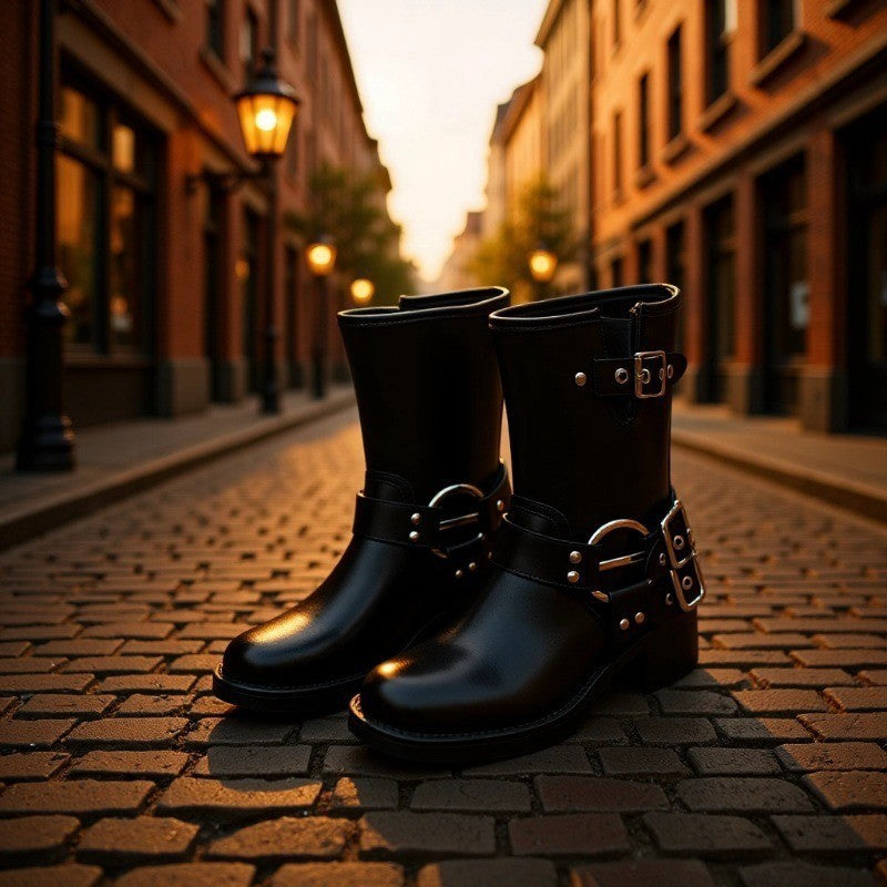 High and Low Boots Available! Short Boots for Women, Spring & Fall Retro Western Cowboy Boots, Women's Boots, Belt Buckle Women's Boots