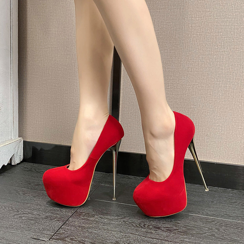 Heels cross-border stiletto heel platform black high Heels red single-layer shoes women's thick bottom shallow mouth foreign trade plus size women's shoes