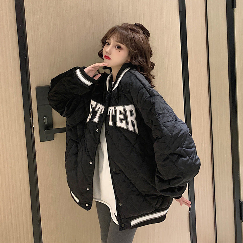American-Style Baseball Jacket Couple Cotton Jacket Women's Padded Autumn and Winter New Year New Style Student Loose Korean Version Bf Harajuku Style Jacket