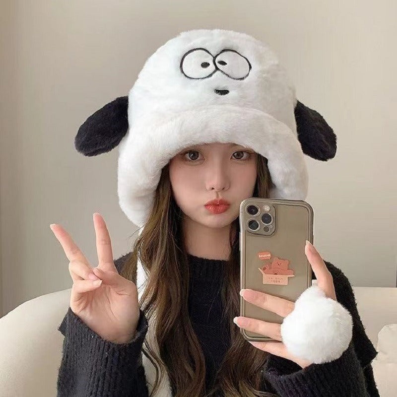 Autumn and Winter Plush Lei Feng Hat Versatile Ear Protection Cold-Proof Warm Hat Cycling Face-Slimming Korean Version Thickened Women's Landlord Hat
