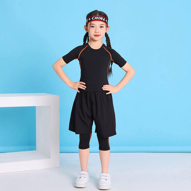 Children's Jump Rope Competition Quick-Drying Training Suit Custom Set, Tight-Fitting Clothing for Running, Football, Basketball, Comfortable Sportswear
