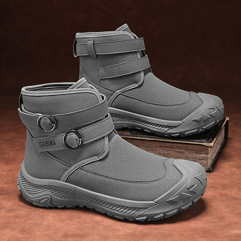 Autumn and Winter New Men's High-top Thick-soled Martins Trendy British Outdoor Tooling Casual Short Boots Live Anti-slip Men's Boots