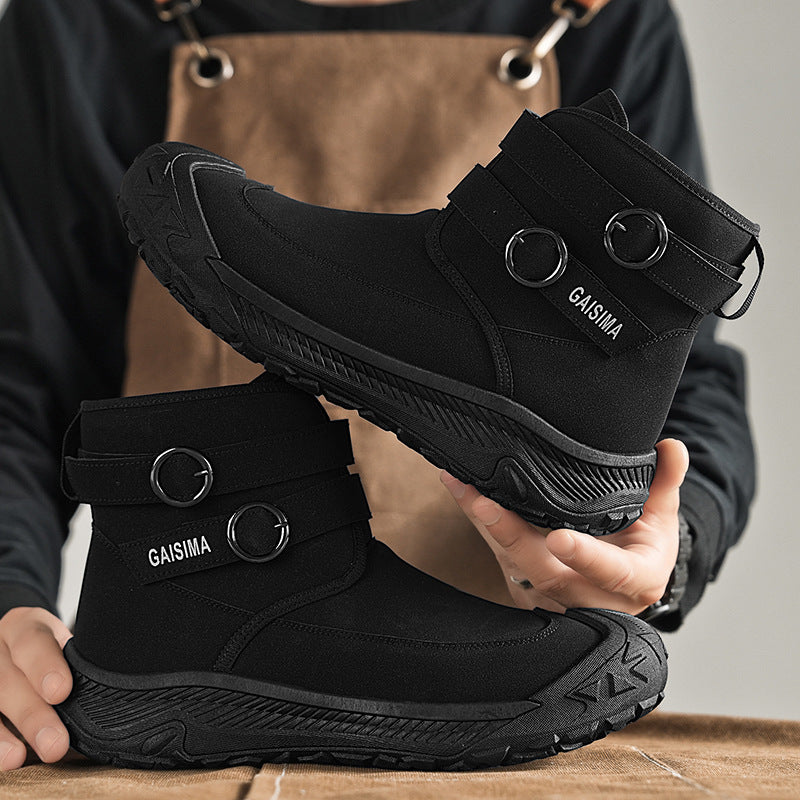 Autumn and Winter New Men's High-top Thick-soled Martins Trendy British Outdoor Tooling Casual Short Boots Live Anti-slip Men's Boots