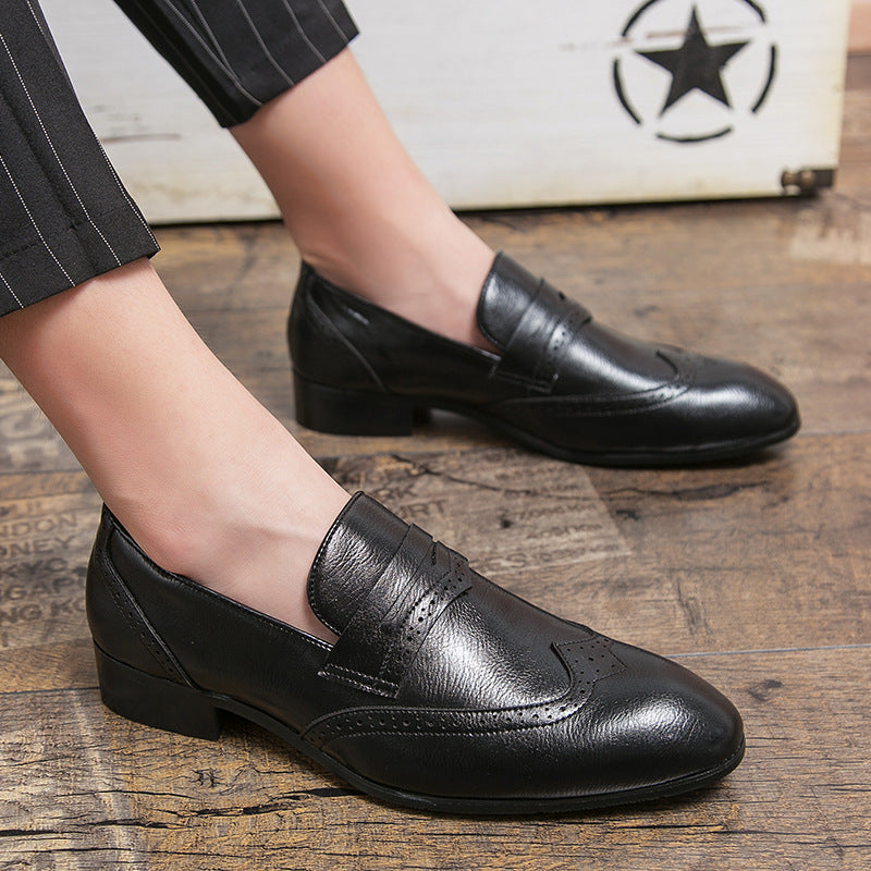 Men's Loafers Cross-Border Large Size New Business Leather Shoes Fashionable Men's Retro Carved Pointed Shoes Dropshipping