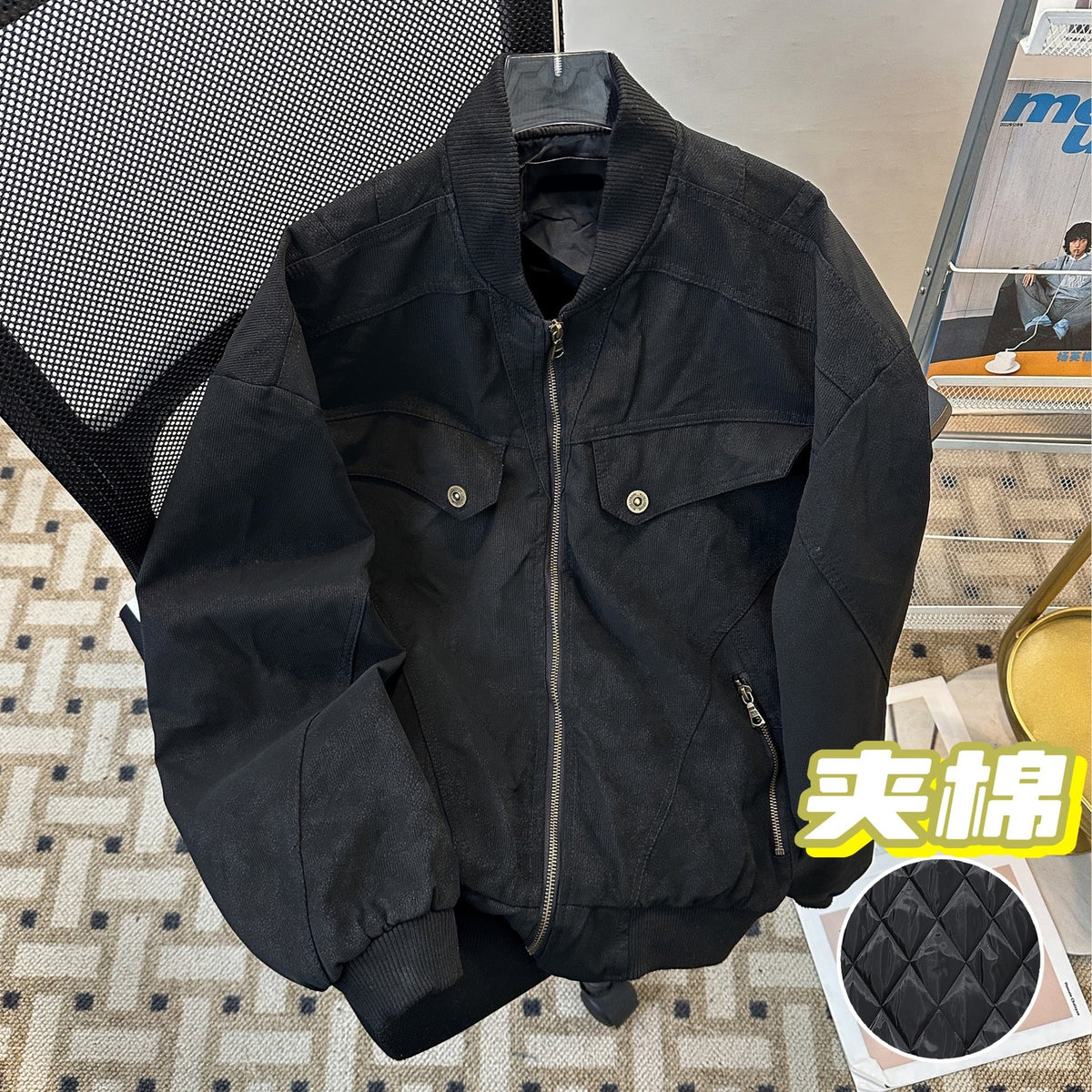 cleanfit Short Profile Corduroy Crock Jacket Men's Winter Thickened Baseball Clothes Old Quilted Jacket