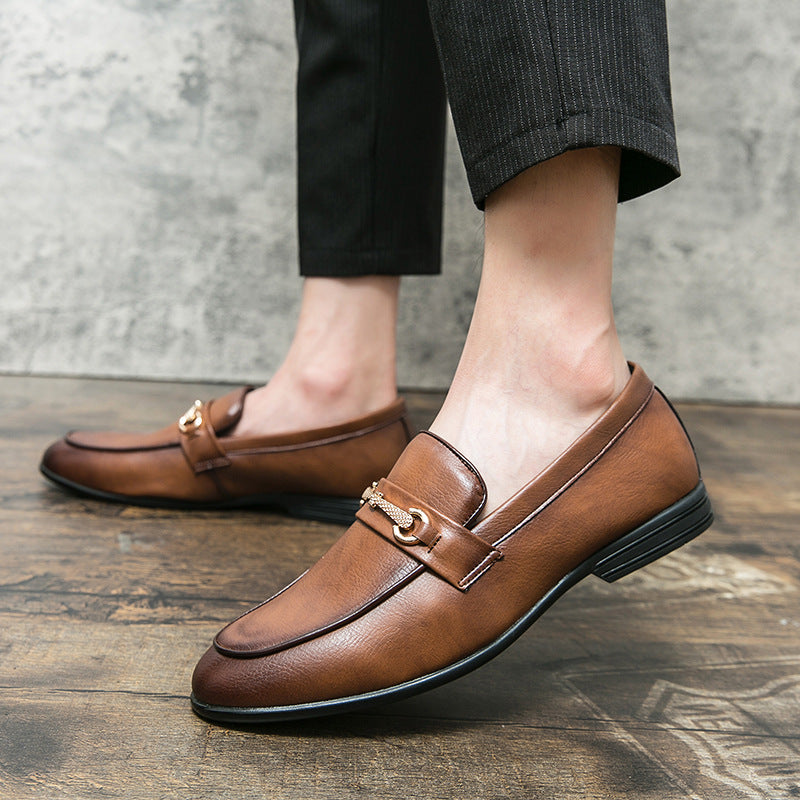 Cross-border plus size loafers loafers low-top business British one-step legged beanie stylist men's shoes wholesale